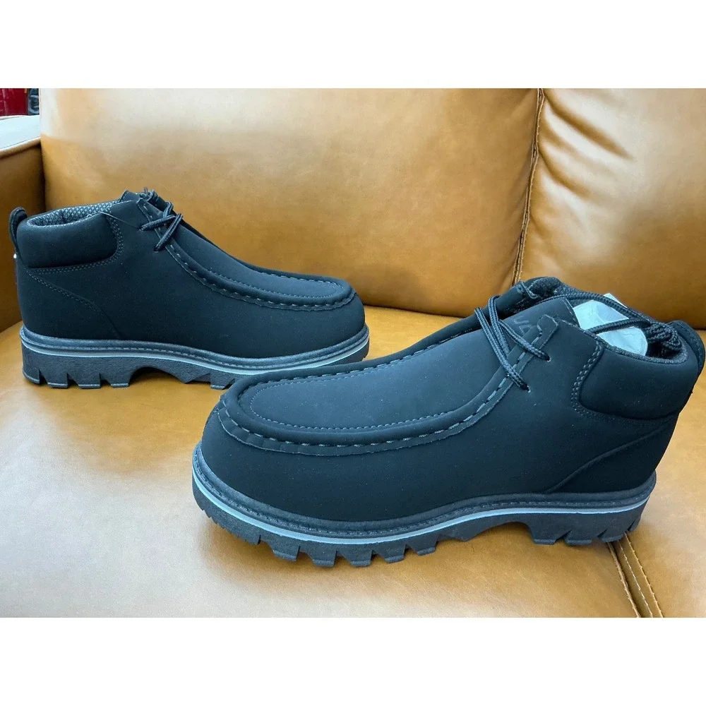 Lugz Fringe Wide Boots Mens 8W Black New Moc Toe Chukka